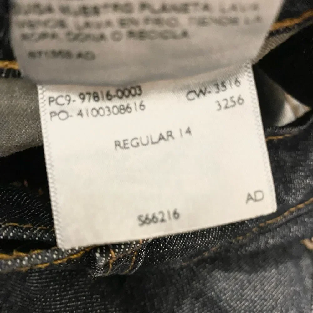 Boys Levi’s slim straight adjustable waist dark blue wash denim jeans. Size 14 R